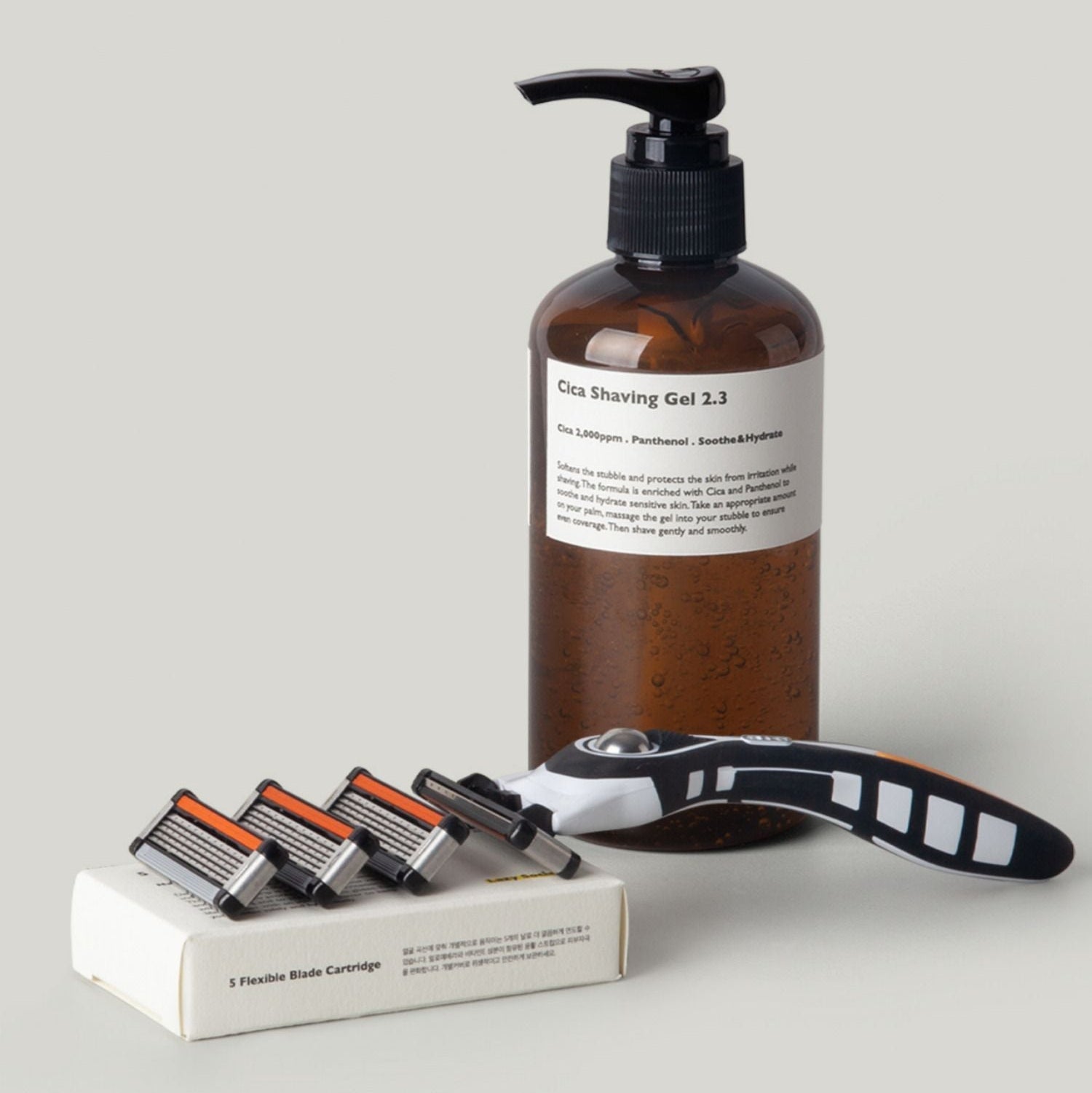 LAZY SOCIETY Shaving Set 24 Packs - Gentleman Korea premium men’s shaving kit with gel pump, razor and 3 replacement blade cartridges